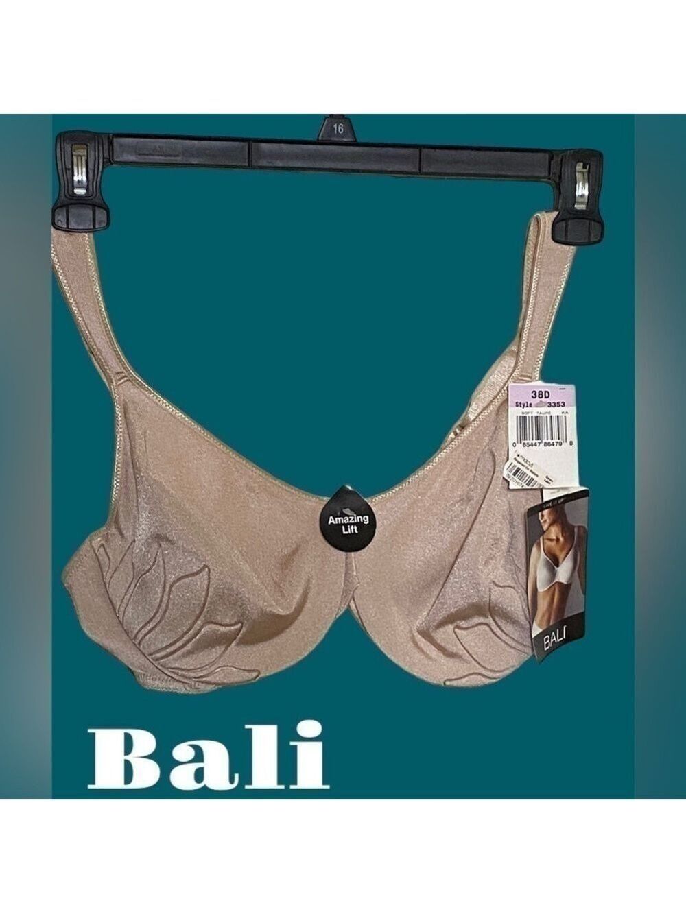 BALI-NWT 38D “Live it Up” underwire in soft taupe. Amazing lift/ 3 hook closure.